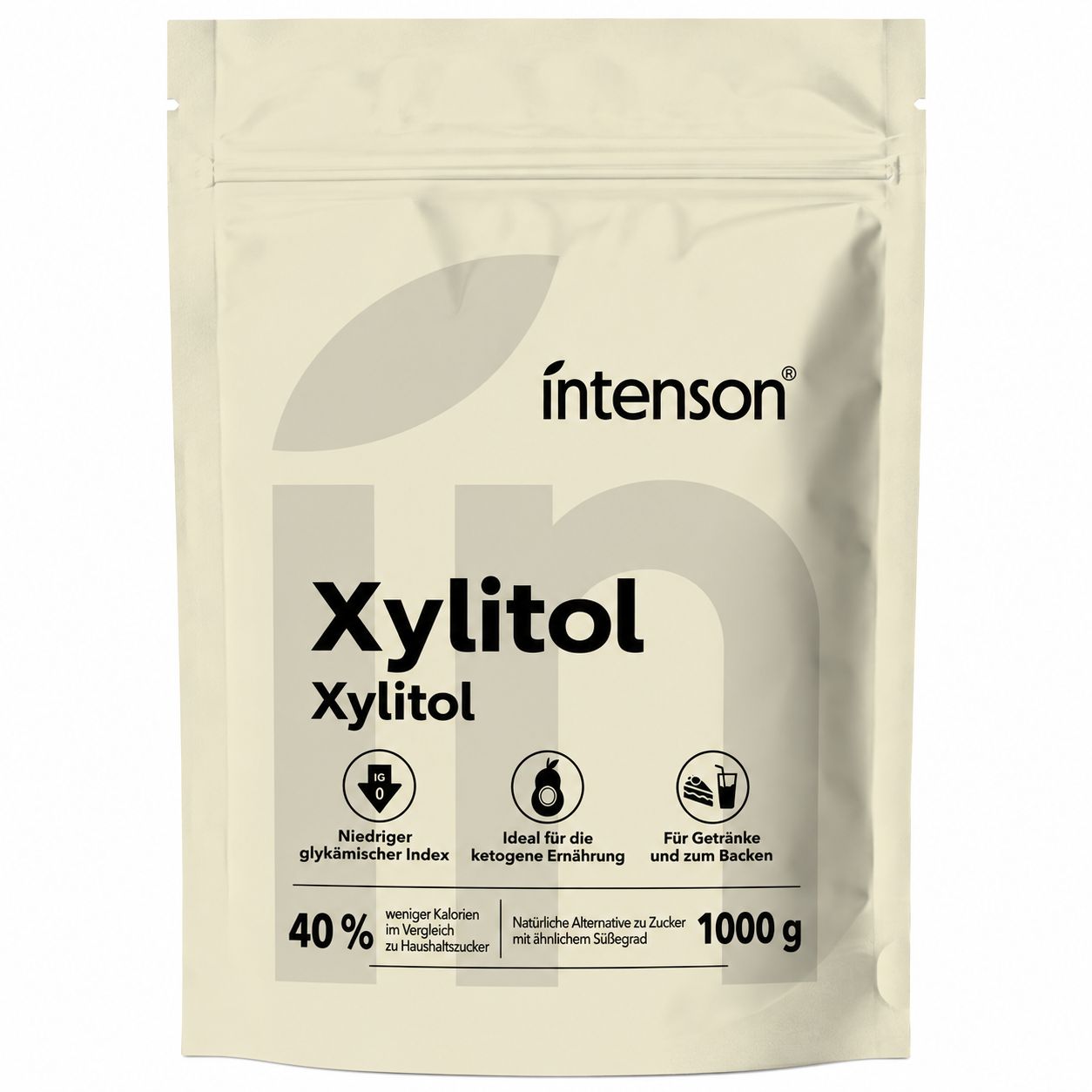 Intenson Xylitol Beutel, 1000g. Natürliche Alternative zu Zucker.