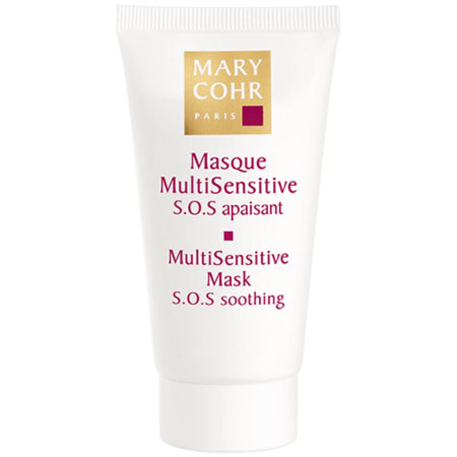 Weiße Tube mit Produktbezeichnung "Masque MultiSensitive" und Logo "Mary Cohr Paris".
