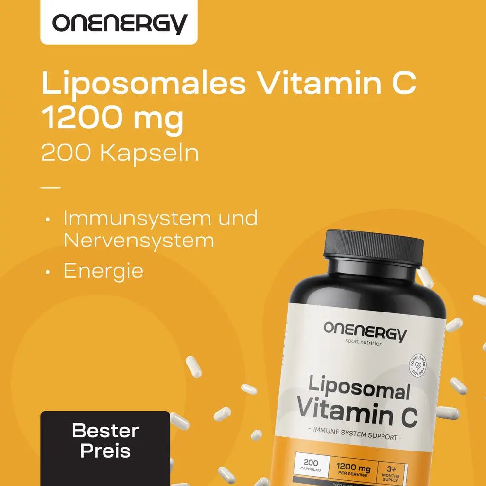 ONENERGY Liposomal Vitamin C 1200 mg, 200 Kapseln. Unterstützt Immunsystem und Energie.