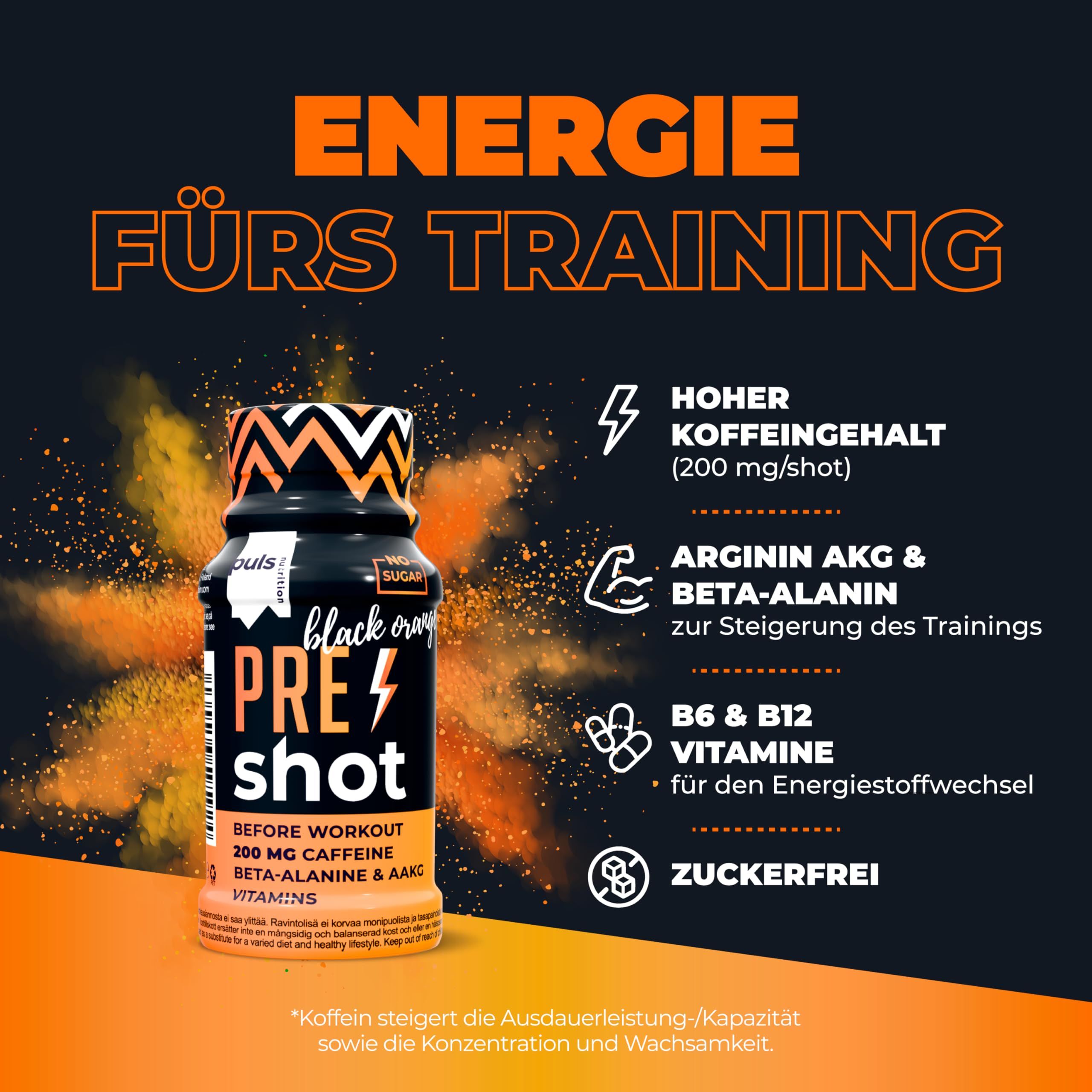 Puls Nutrition Pre Workout Shot Black Orange