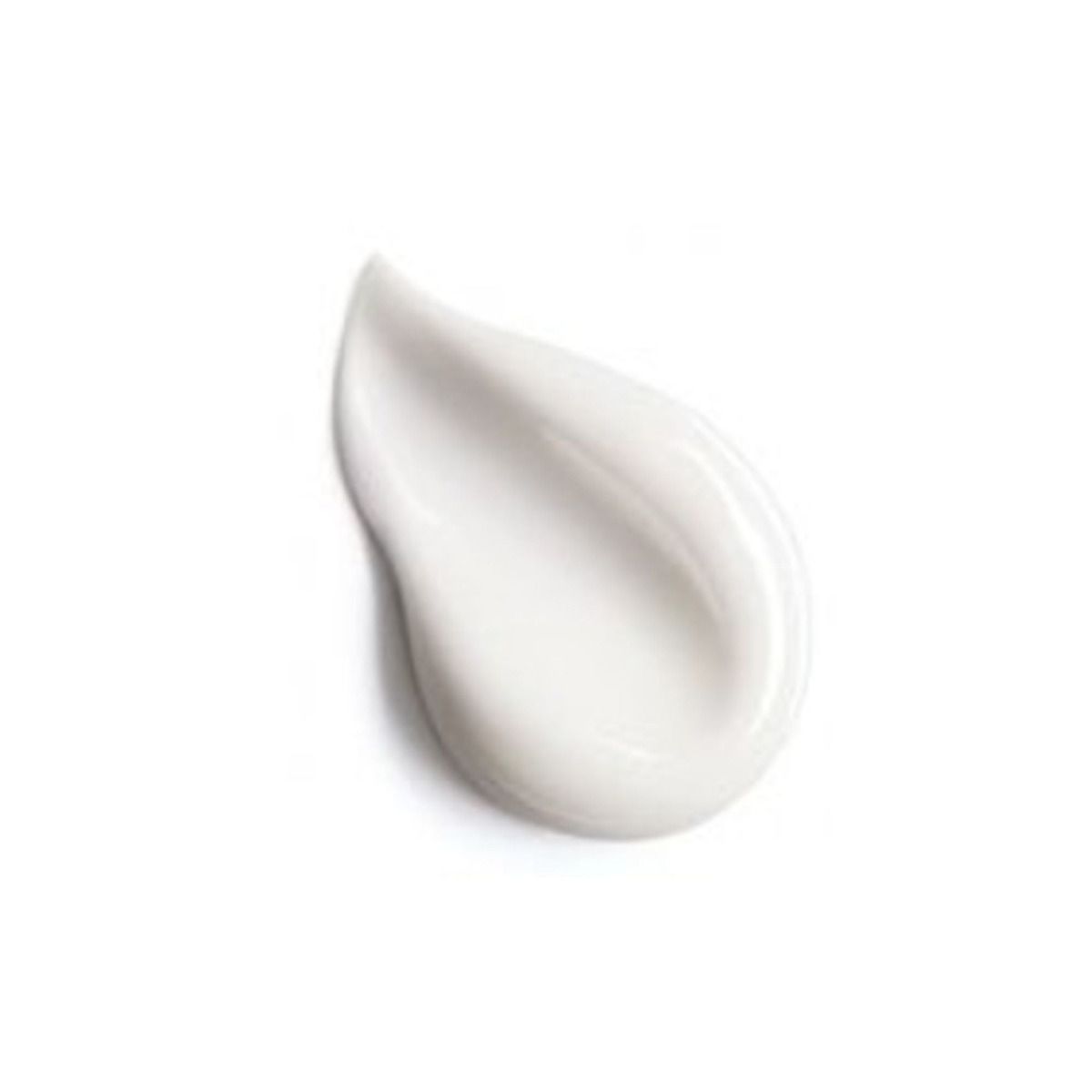 Weißer Creme-Klecks auf weißem Hintergrund. Tropfenförmig.