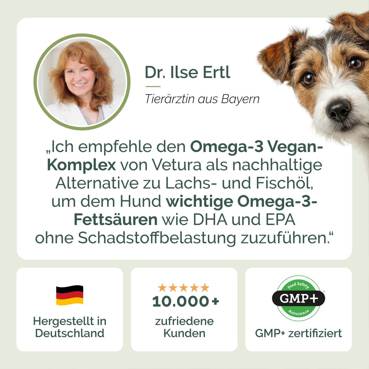 Zertifizierungen und Informationen. Dr. Ilse Ertl empfiehlt Omega-3 Vegan-Komplex. Hergestellt in Deutschland. 10.000+ zufriedene Kunden. GMP+ zertifiziert.