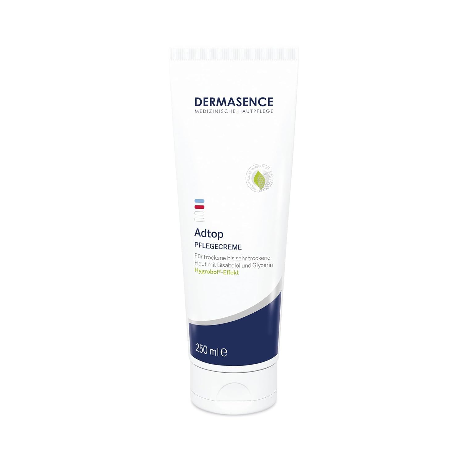 Creme-Tube mit Produktnamen und Logo. Produktname: Adtop Pflegecreme. Volumen: 250 ml.