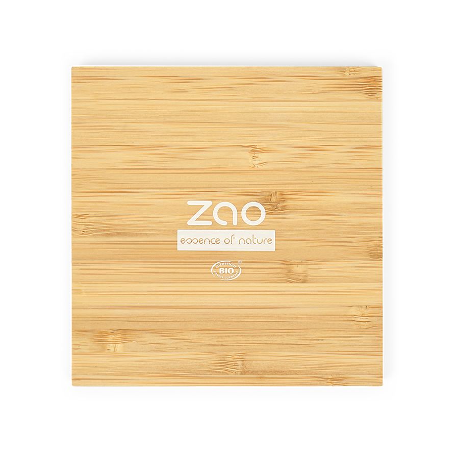 Geschlossene Bambus-Make-up-Palette. Marke ZAO, mit Bio-Zertifizierung.