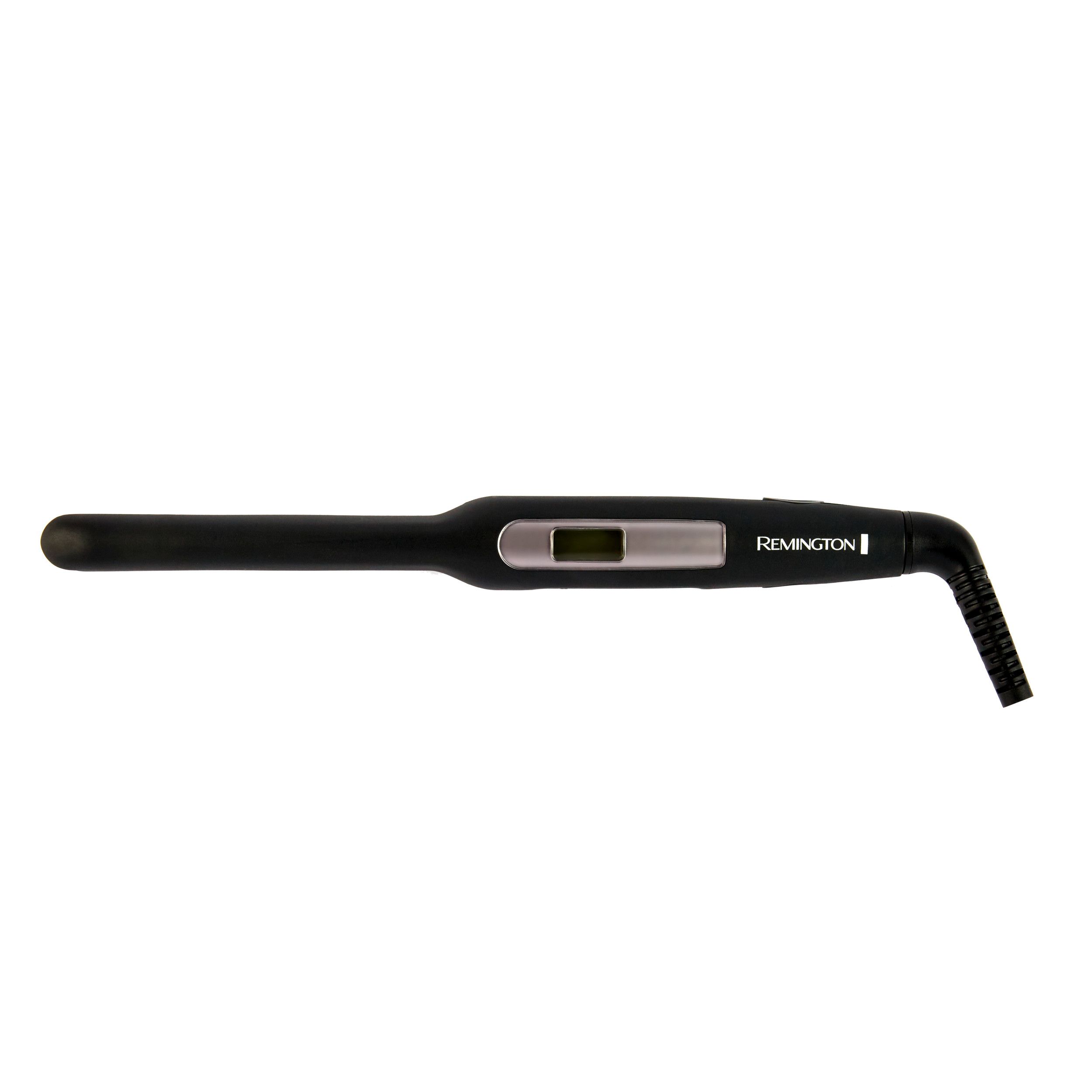 Schwarzes Glätteisen mit digitalem Display. Marke Remington sichtbar.