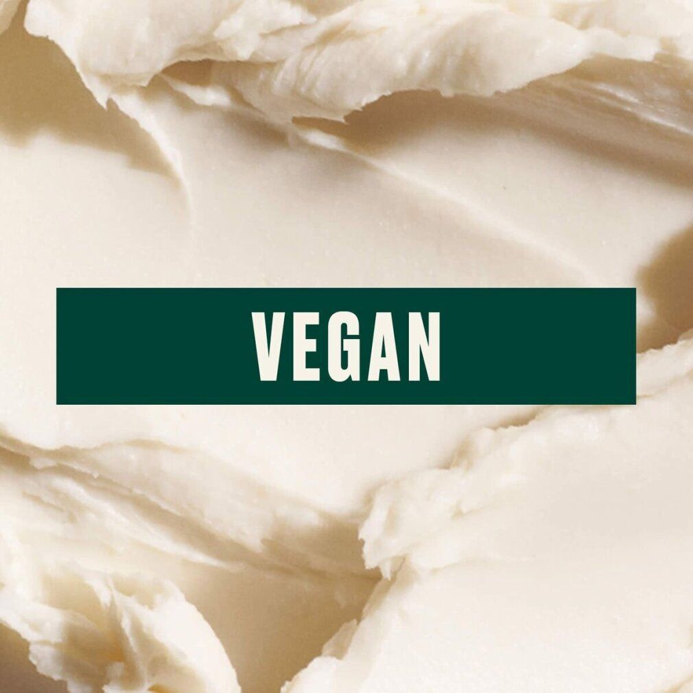 Text auf weißem Hintergrund: Vegan. Aufschrift in grüner Box.
