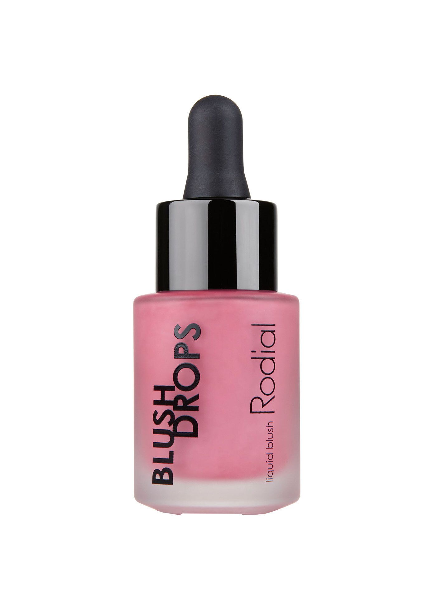 Rosa Flüssigrouge-Flasche mit schwarzem Applikator. Produktname und Marke sichtbar.