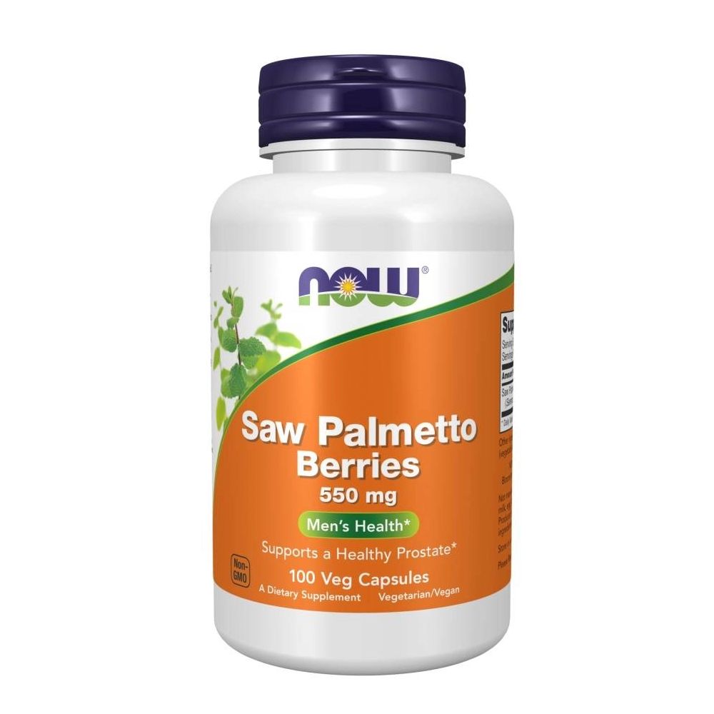 NOW Saw Palmetto Berries 550 mg Kapseln, 100 Stück. Für Männergesundheit.