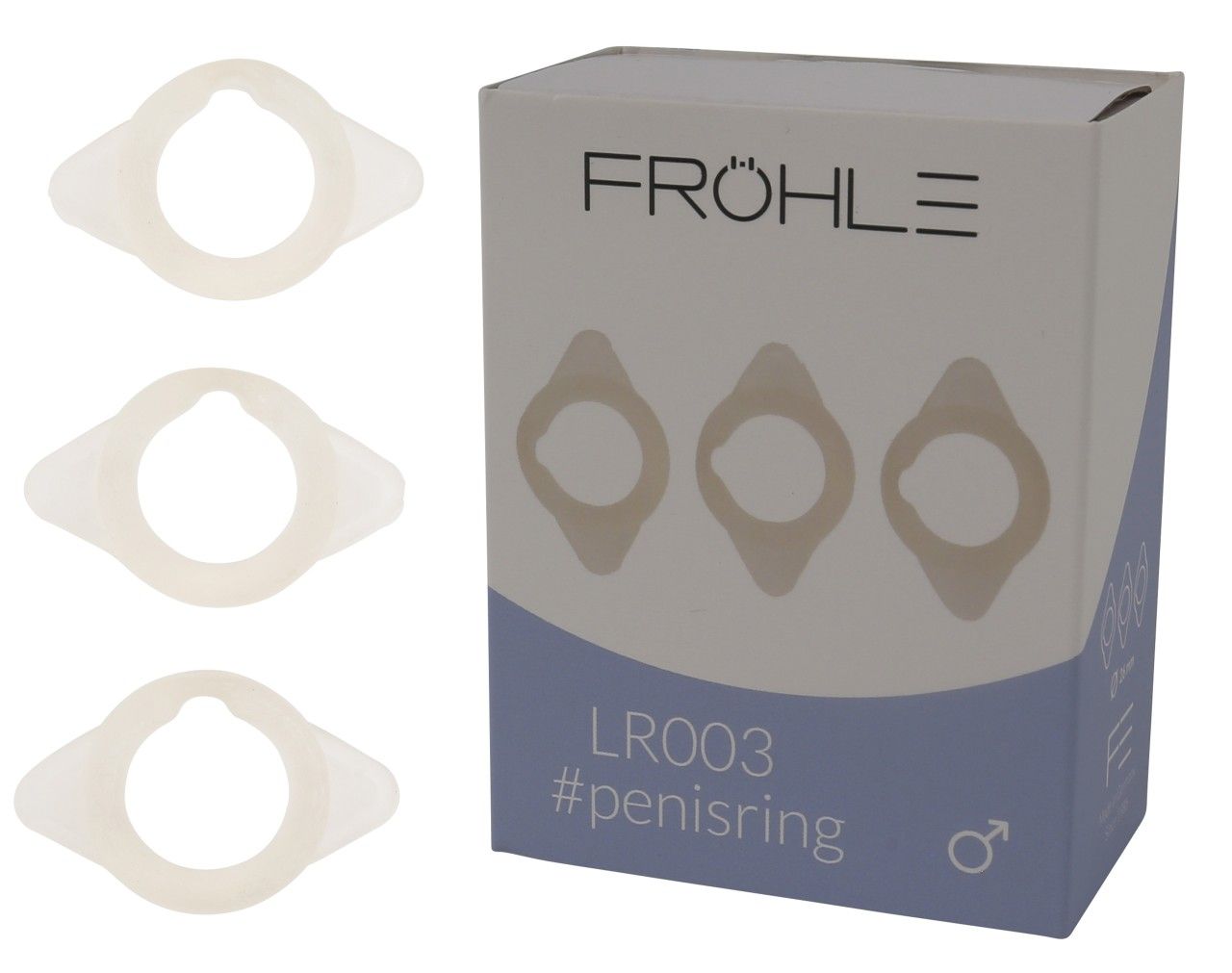 Fröhle LR003 Liebesringe 3er Packung und drei einzelne Ringe daneben.