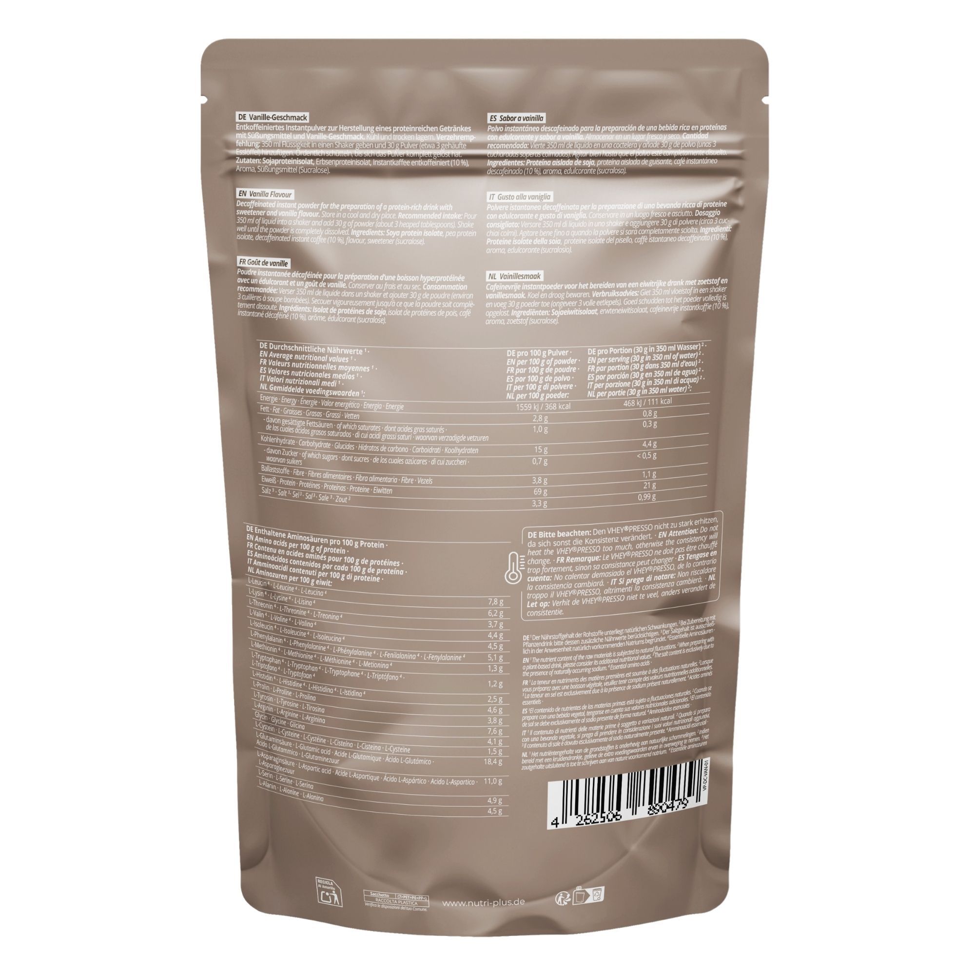 nutri+ Vheypresso Proteinkaffee Iced Vanilla Vegan DECAF