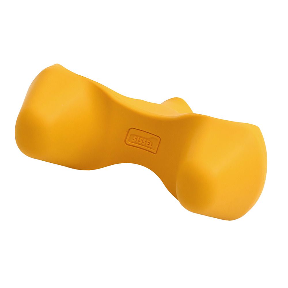 Gelbes SISSEL Trigger Tool. Ergonomische Form mit abgerundeten Enden und einem zentralen Bereich. SISSEL-Logo.