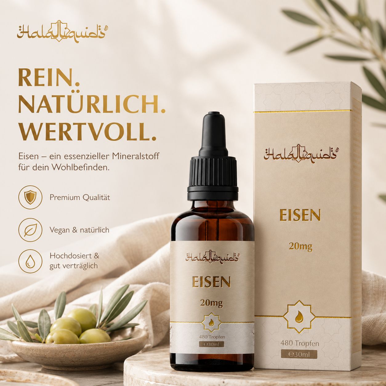 Halal Food - Eisen Tropfen - vegan & hochdosiert