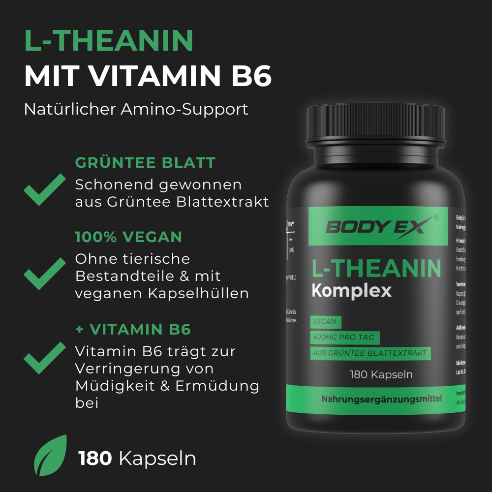 Body Ex® L-Theanin Komplex, Grünteeblatt-Extrakt & mit Vitamin B6