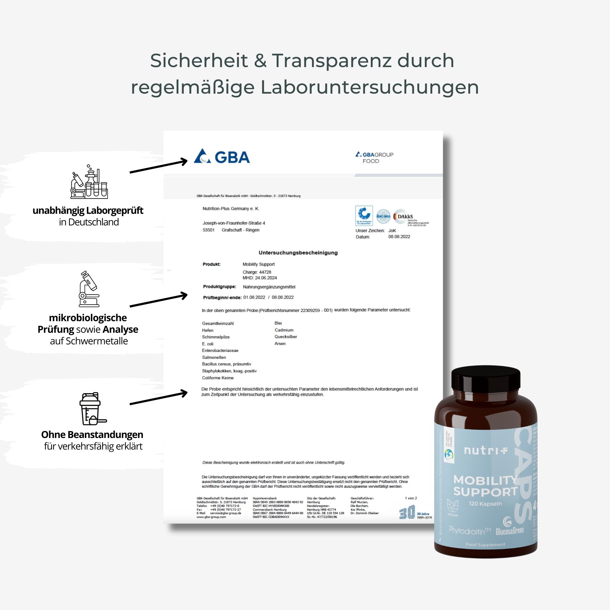 nutri+ Mobility Support Gelenk Kapseln mit Glucosamin + Chondroitin