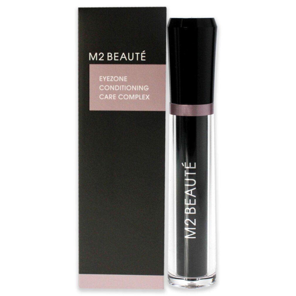 Schwarze Verpackung und Flasche. Auf der Verpackung steht "M2 BEAUTÉ" und "Eyezone Conditioning Care Complex".