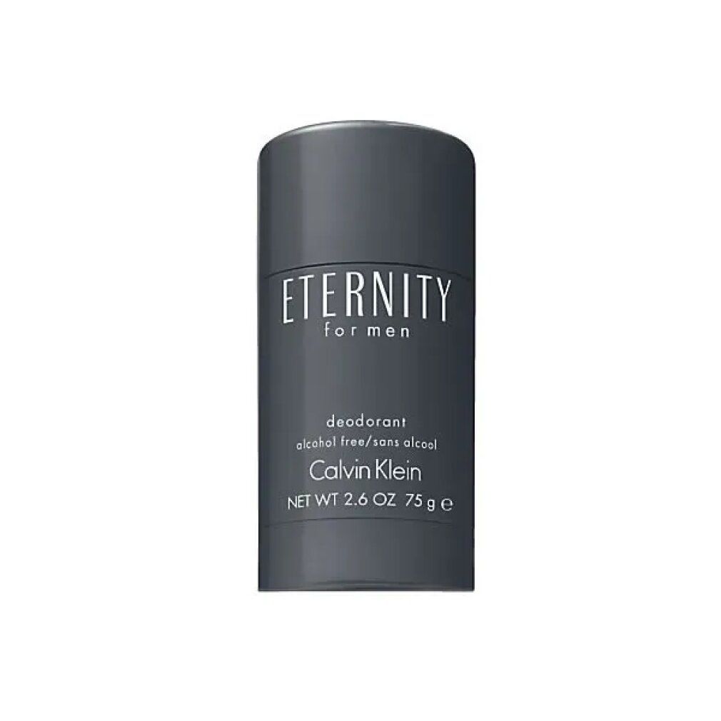 Deostick von Calvin Klein Eternity for Men. Graue zylindrische Form. Schriftzug Eternity for men, Deodorant, Calvin Klein. 75g.