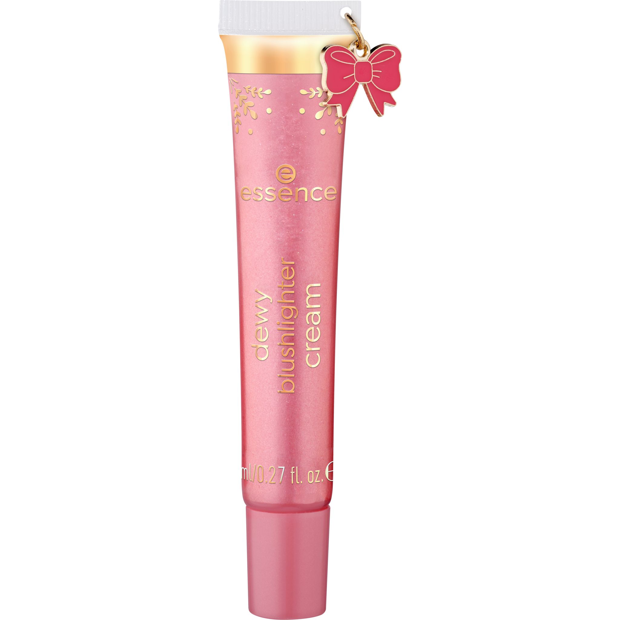essence 'Dewy Blushlighter Cream' in rosa Tube mit Schleifen-Anhänger.