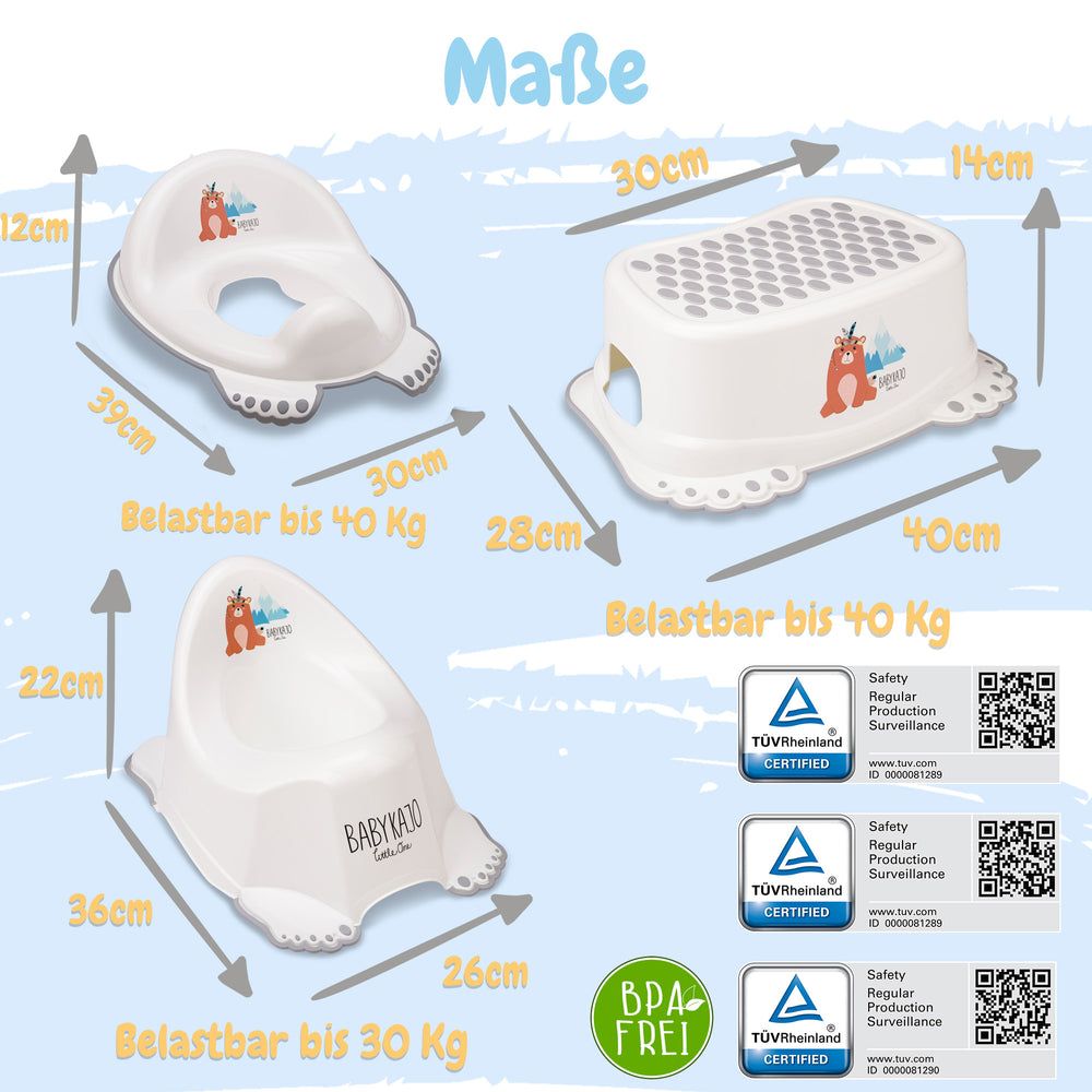 Babykajo 7 Set Baby Badewanne mit Gestell + Sitz + Abfluss + Töpfchen + Hocker + Toilettentrainer