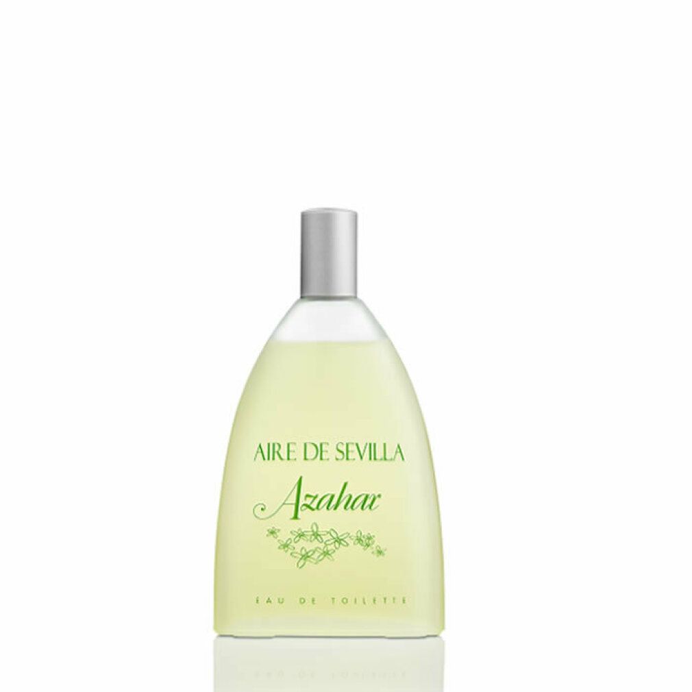 Flakon von Aire de Sevilla Azahar Eau de Toilette. Flakon mit silbernem Verschluss. Schriftzug auf dem Flakon.