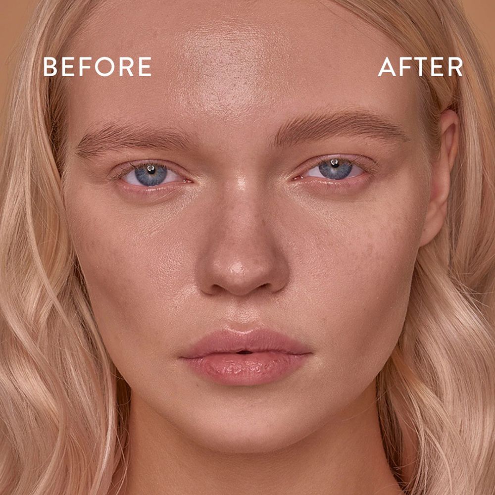 Gesicht mit Augenbrauen. Text: BEFORE, AFTER.