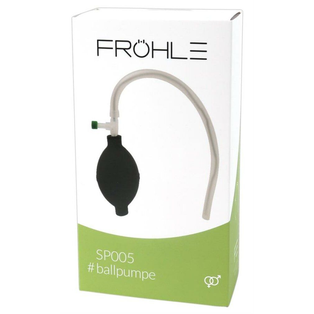 Verpackung der Fröhle Ballpumpe SP005 mit Produktabbildung.