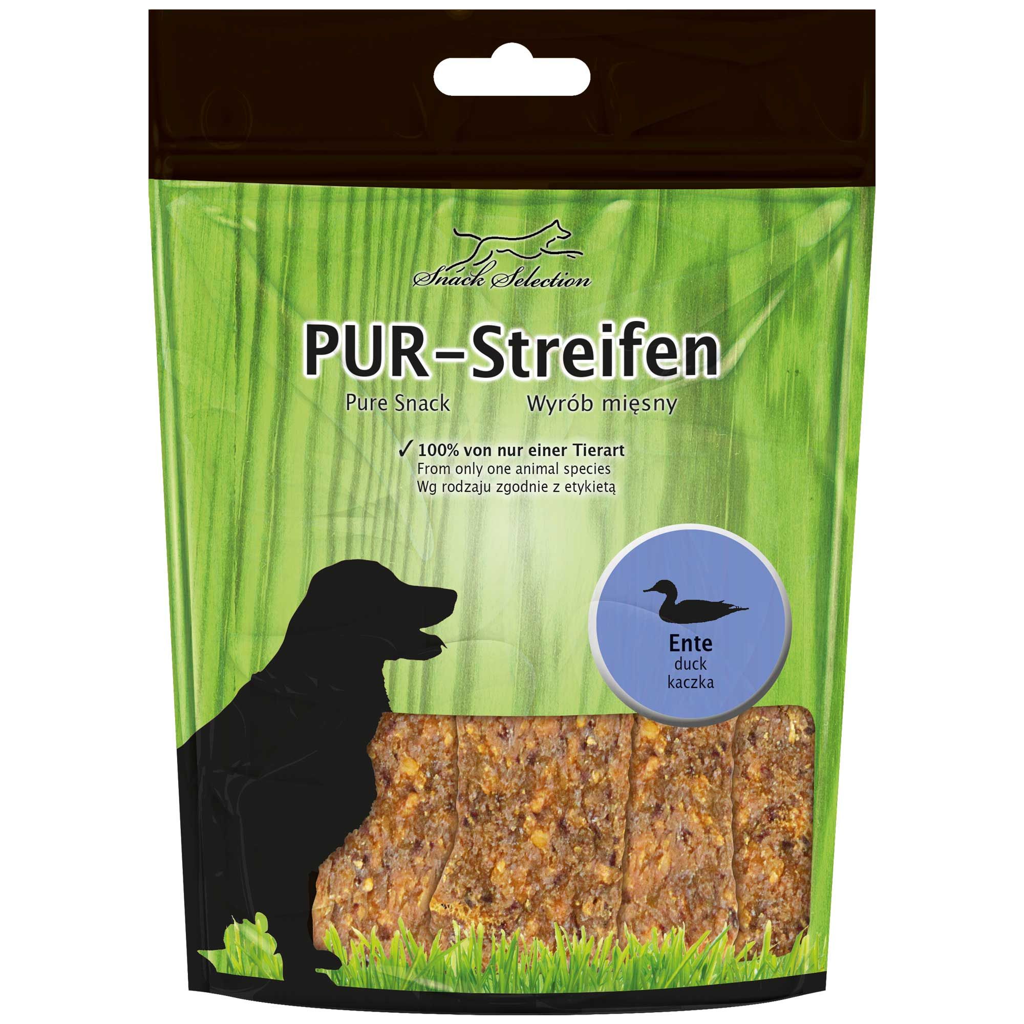 Schecker PUR Streifen Ente - Kausnack für Hunde von einer Tierart - getreidefrei