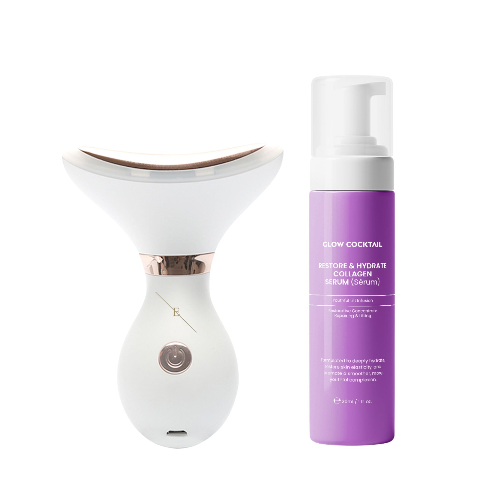 Glow Cocktail LED Anti Aging Hals und Kiefer Definer mit Kollagen Serum