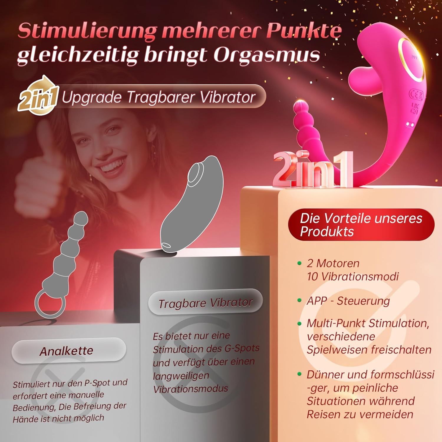 rinofans 2in1 Vibrator G-Punkt Anal Klitoris Vibratorensets