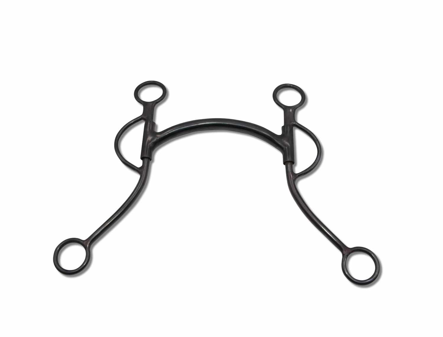 Gebiss, Metall, mit Ringen an den Enden. Gebogene Form.