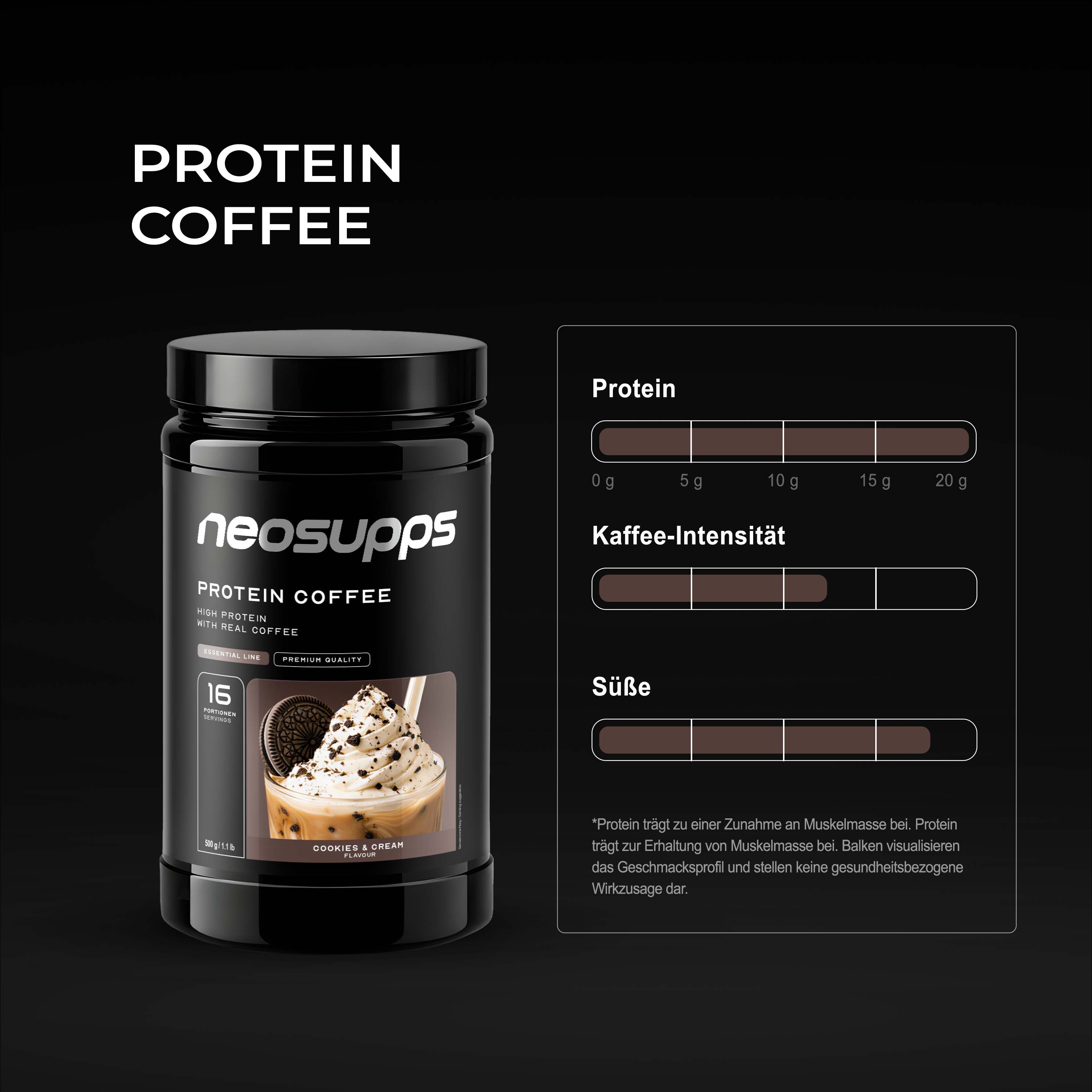 Neosupps Protein Coffee Cookies & Cream, 500g, Proteinpulver mit Kaffee, Proteinshake