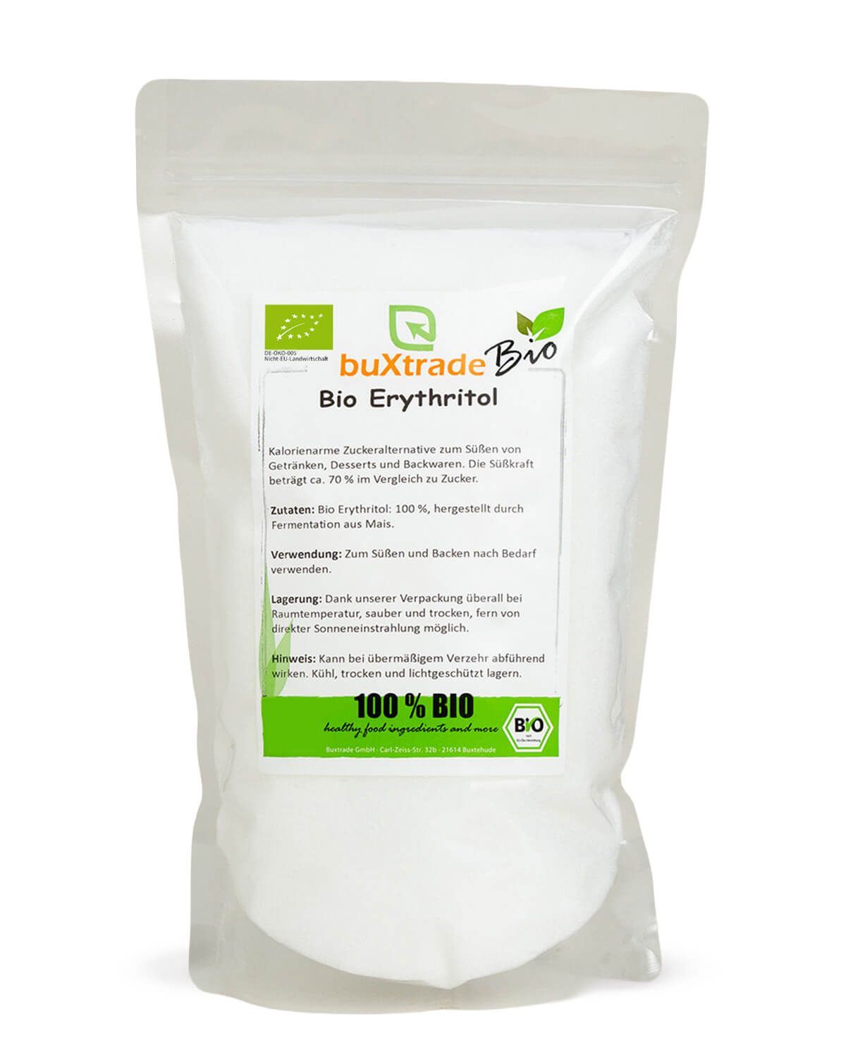 Bags of buXtrade Bio Erythritol, a sugar substitute.