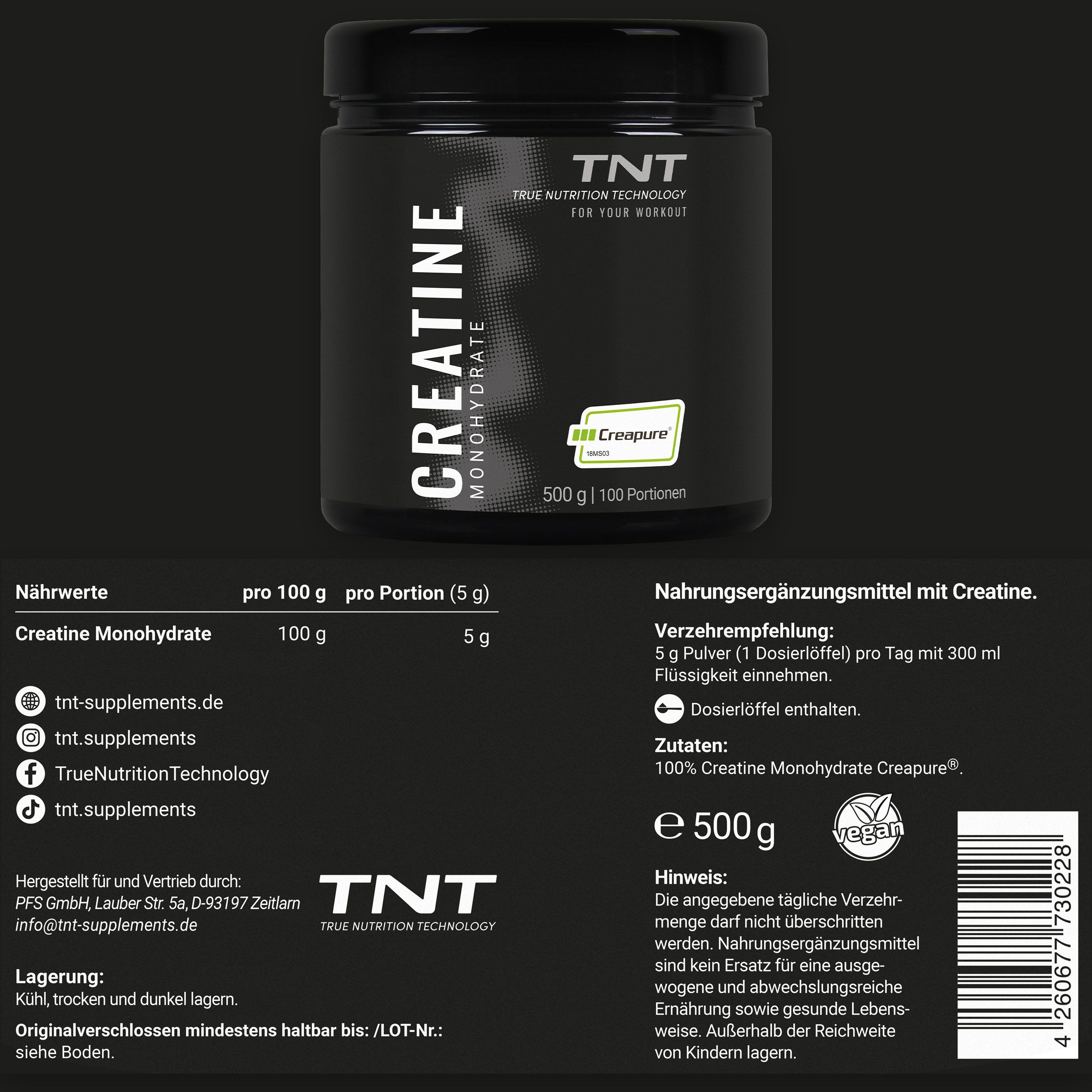 TNT Creatine Monohydrate Creapure® - ohne Zusätze