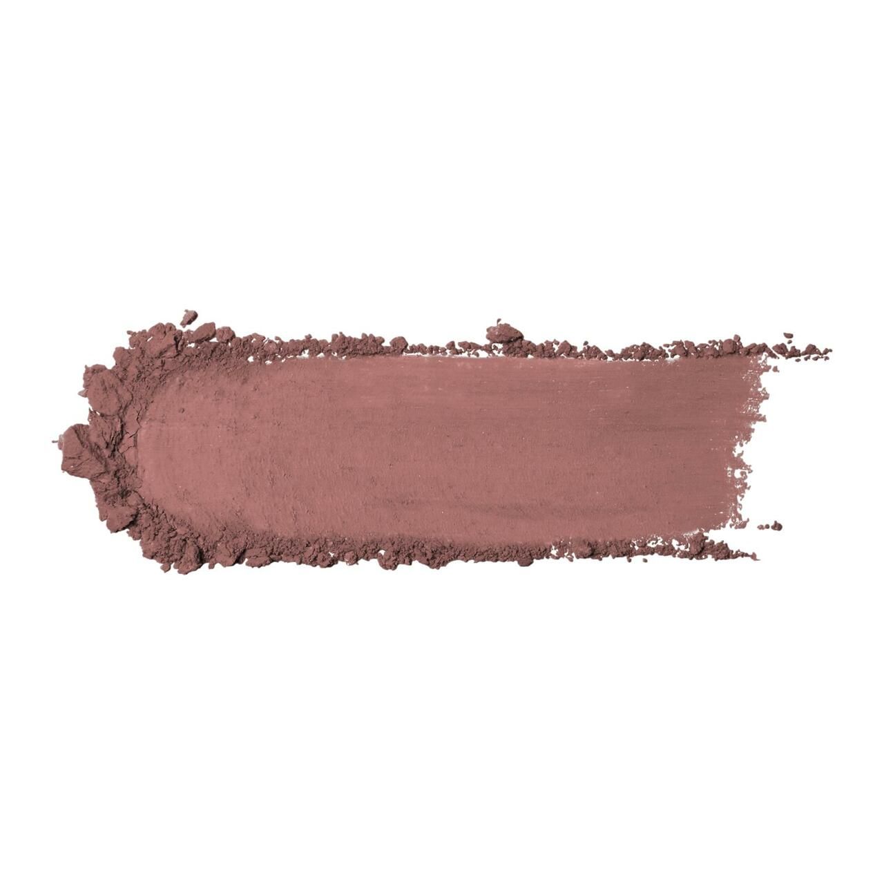 Puder-Lidschatten-Abstrich in Rosé. Textur in einem rechteckigen Pinselstrich. Helle, matte Farbe.