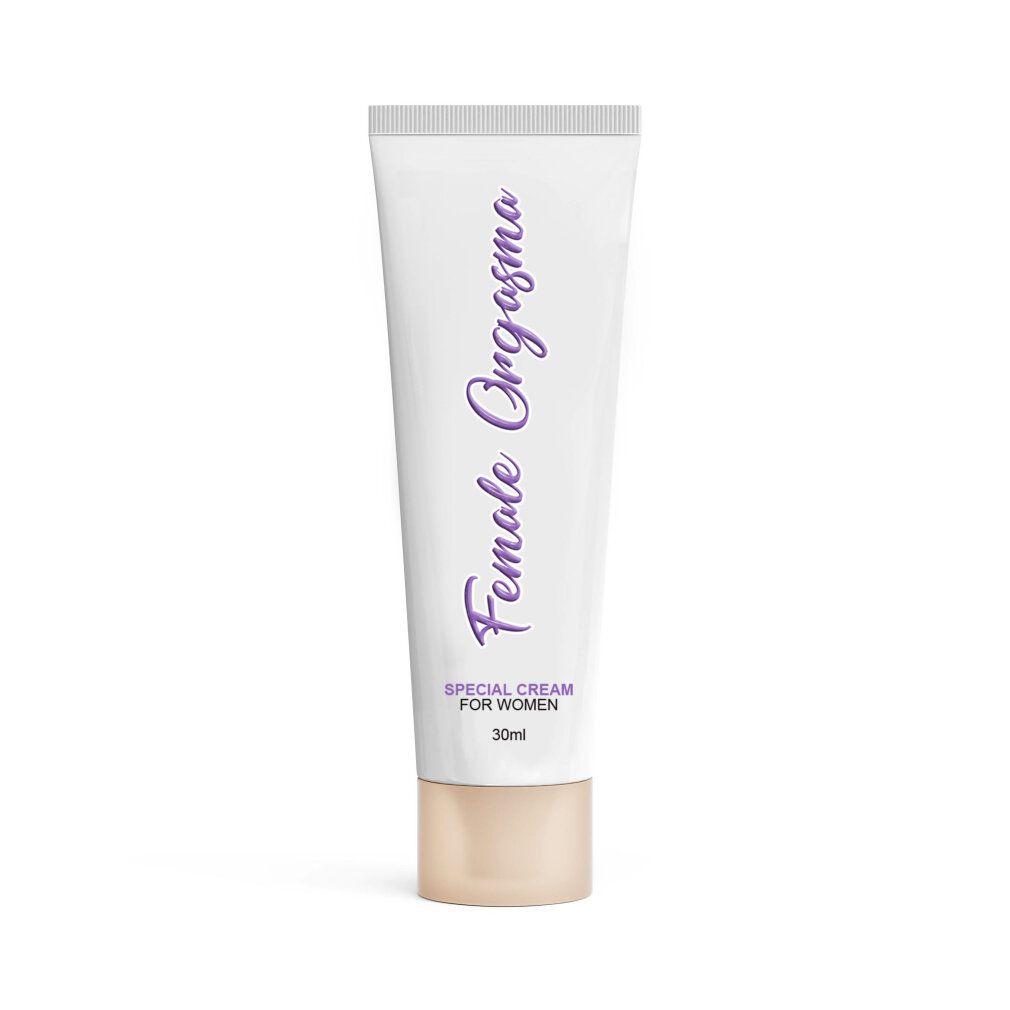 Tube 'Female Orgasm' Creme, 30ml, mit goldfarbenem Verschluss und Schriftzug.