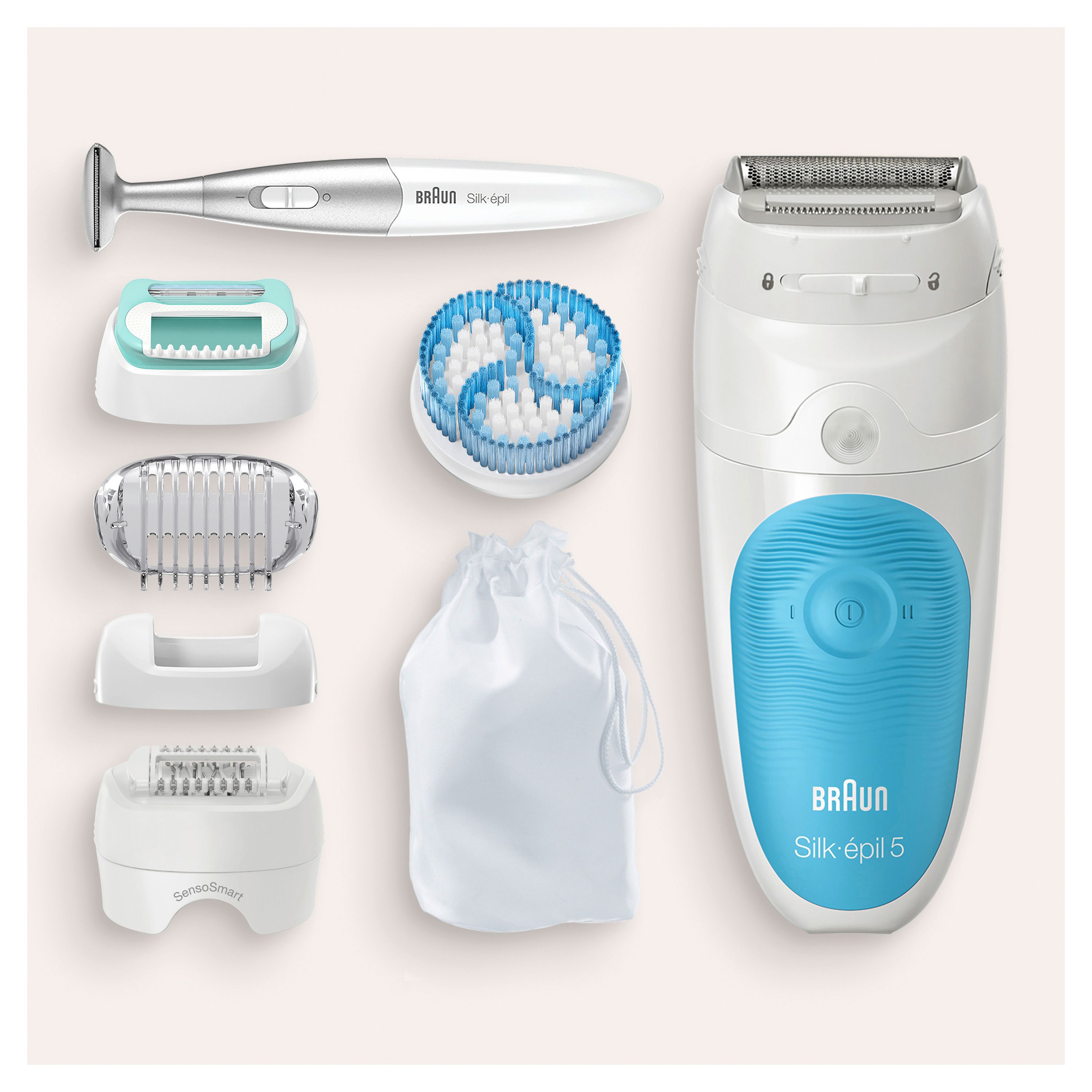 Braun - Epilierer "Silk-épil 5-815 SensoSmartTM" in Weiß/Blau