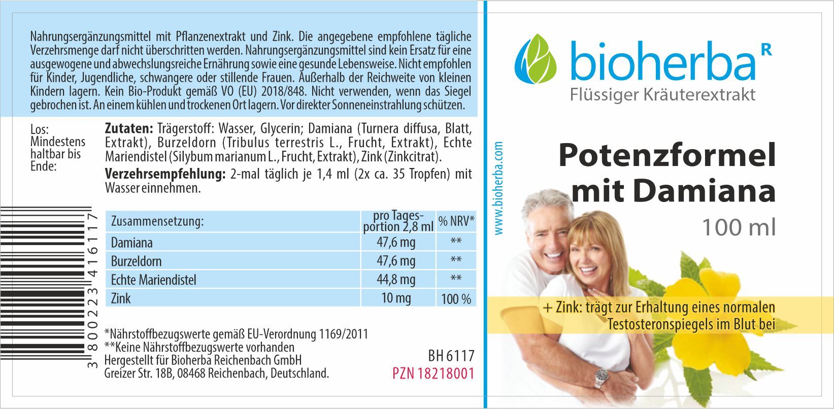Bioherba Potenzformel mit Damiana Tropfen  Tinktur Extrakt
