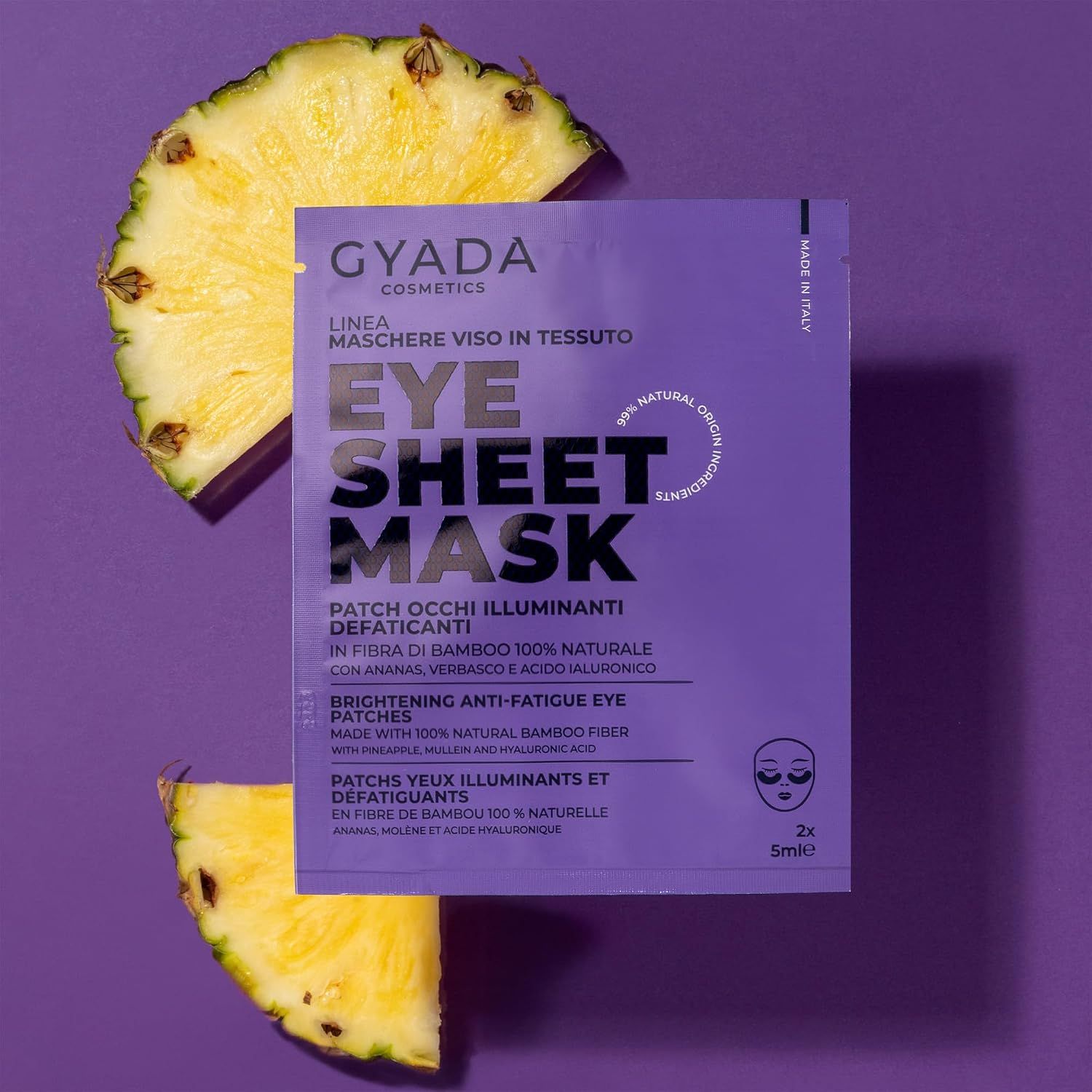 Gyada Kosmetik Augenmaske aus Bambusfaser, mit Ananas und Hyaluronsäure.