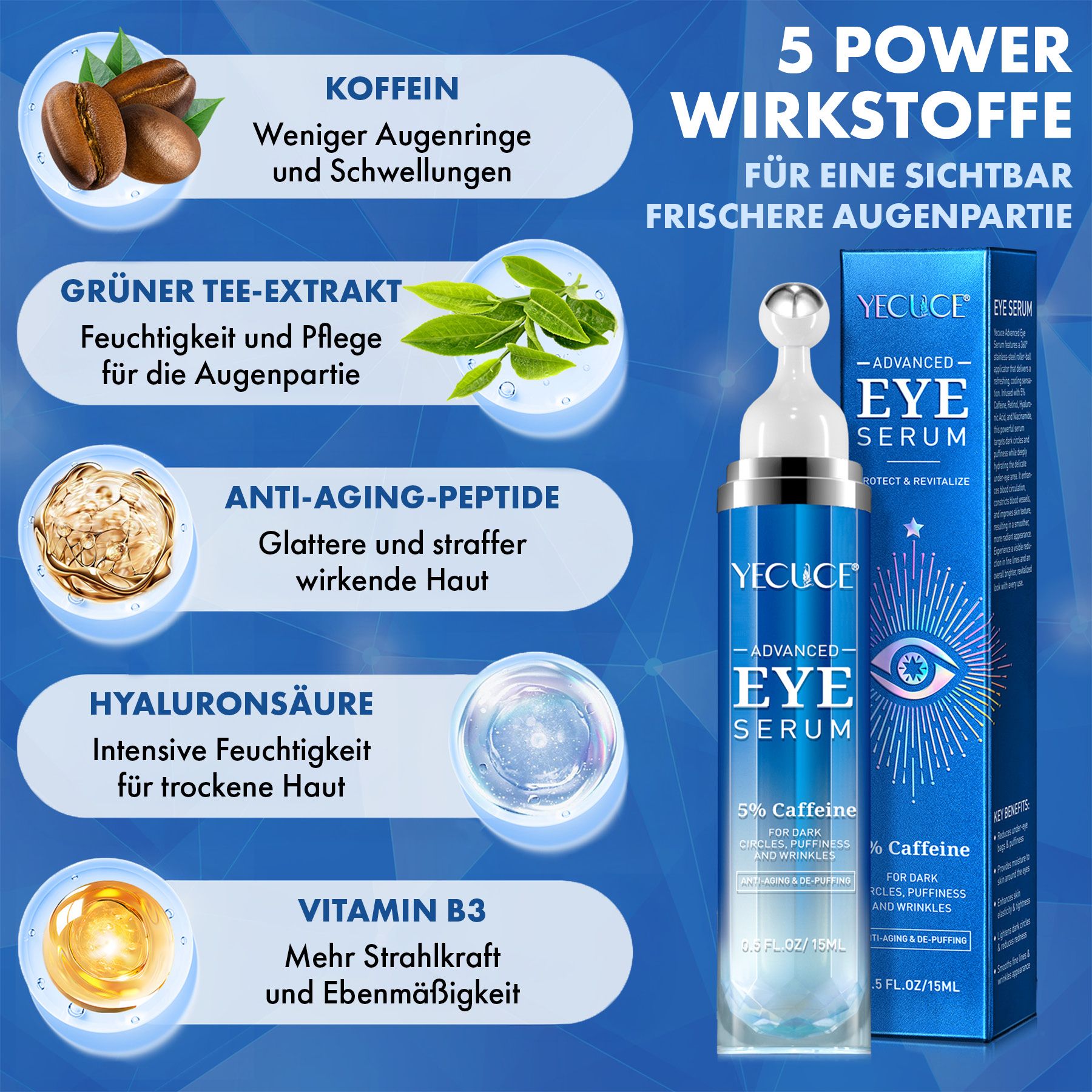 ALIVER Augenserum gegen Augenringe mit Retinol und Koffein