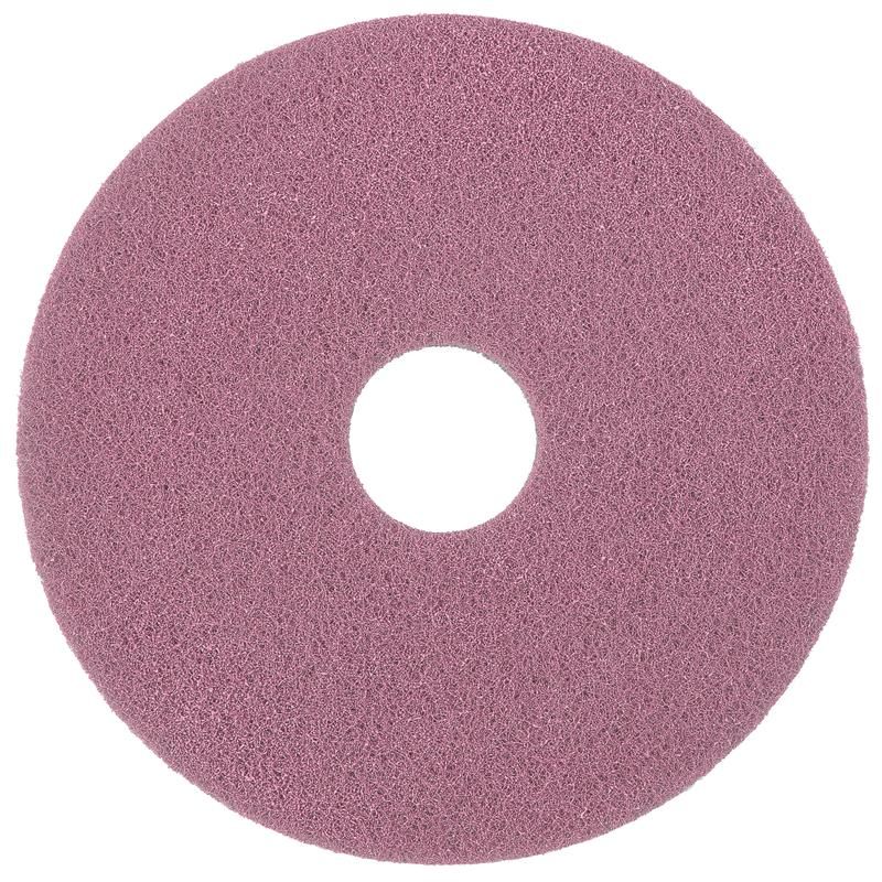 Runder, pinker Pad mit zentralem Loch, raue Oberfläche.