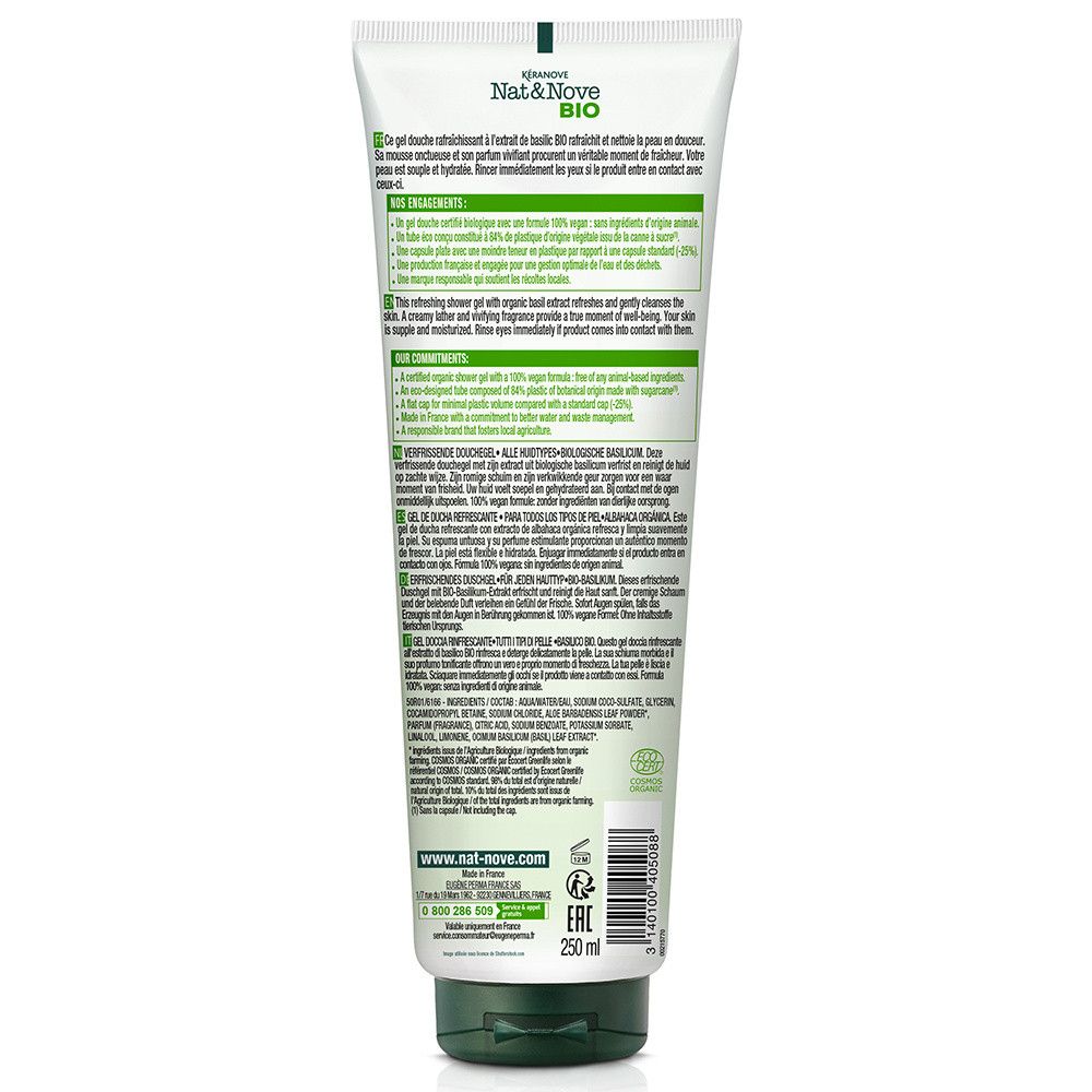 Nat & Nove Bio - Erfrischendes Duschgel - Bio-Basilikum