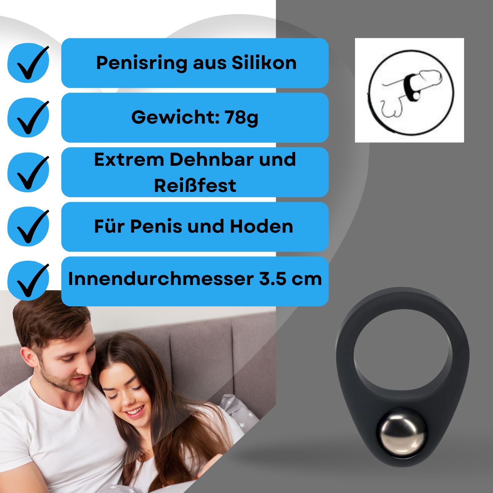 Lovelyness - Penisring mit Gewicht - Heavy - S