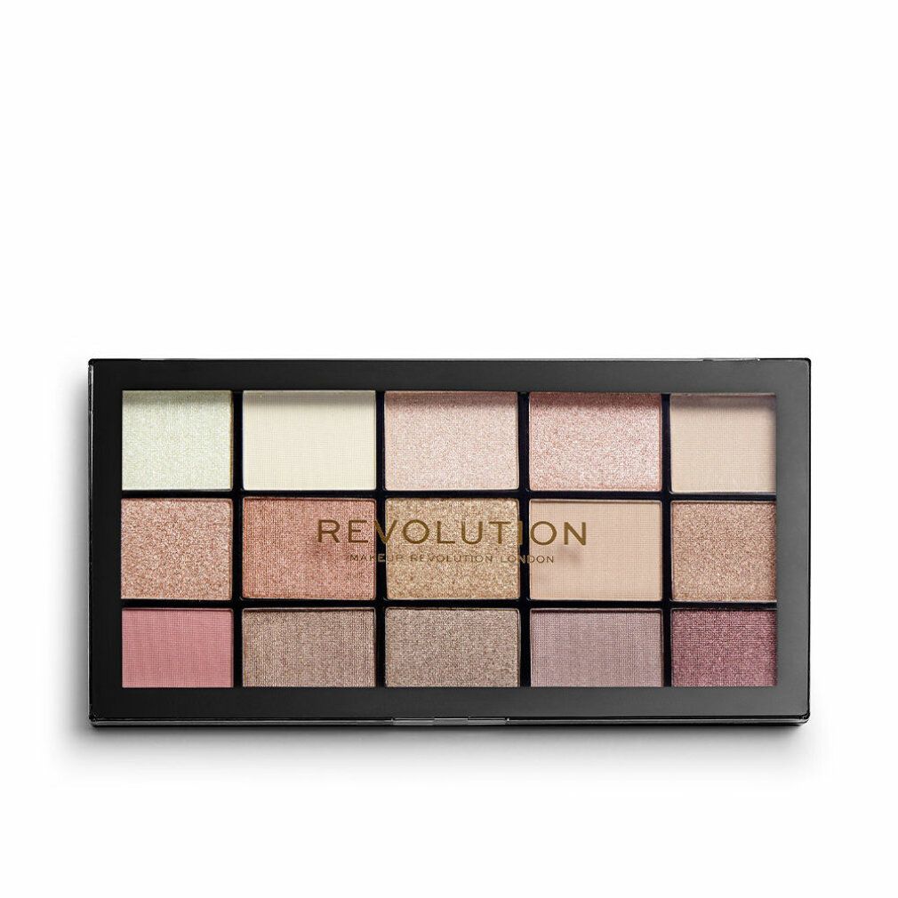 Palette Revolution Re-Loaded Iconic 3.0. Schwarze Palette mit 15 Lidschattenfarben. Marke und Produktname sichtbar.