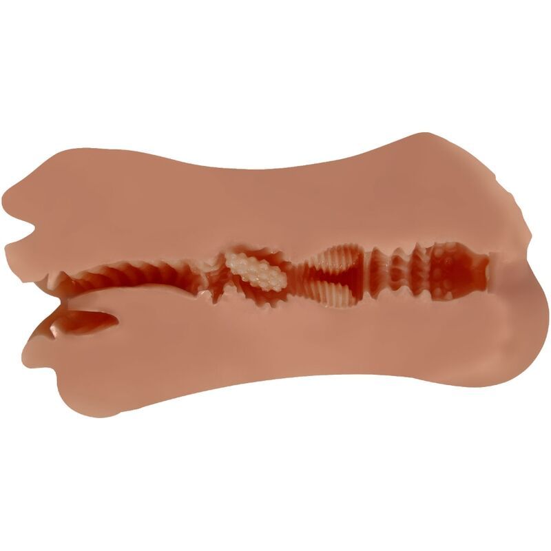 Masturbator mit geripptem Tunnel. Hautfarbenes Silikon, gerippte Innenseite.