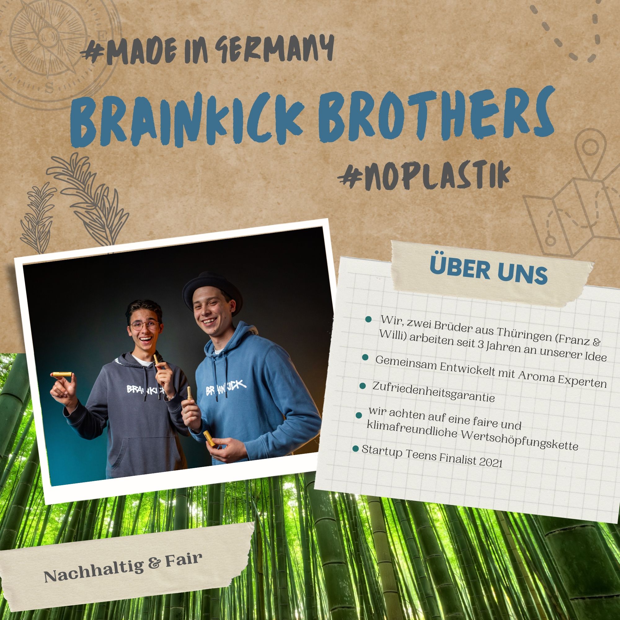 BrainKick Bambus Inhalierstift | Energie & Erfrischung