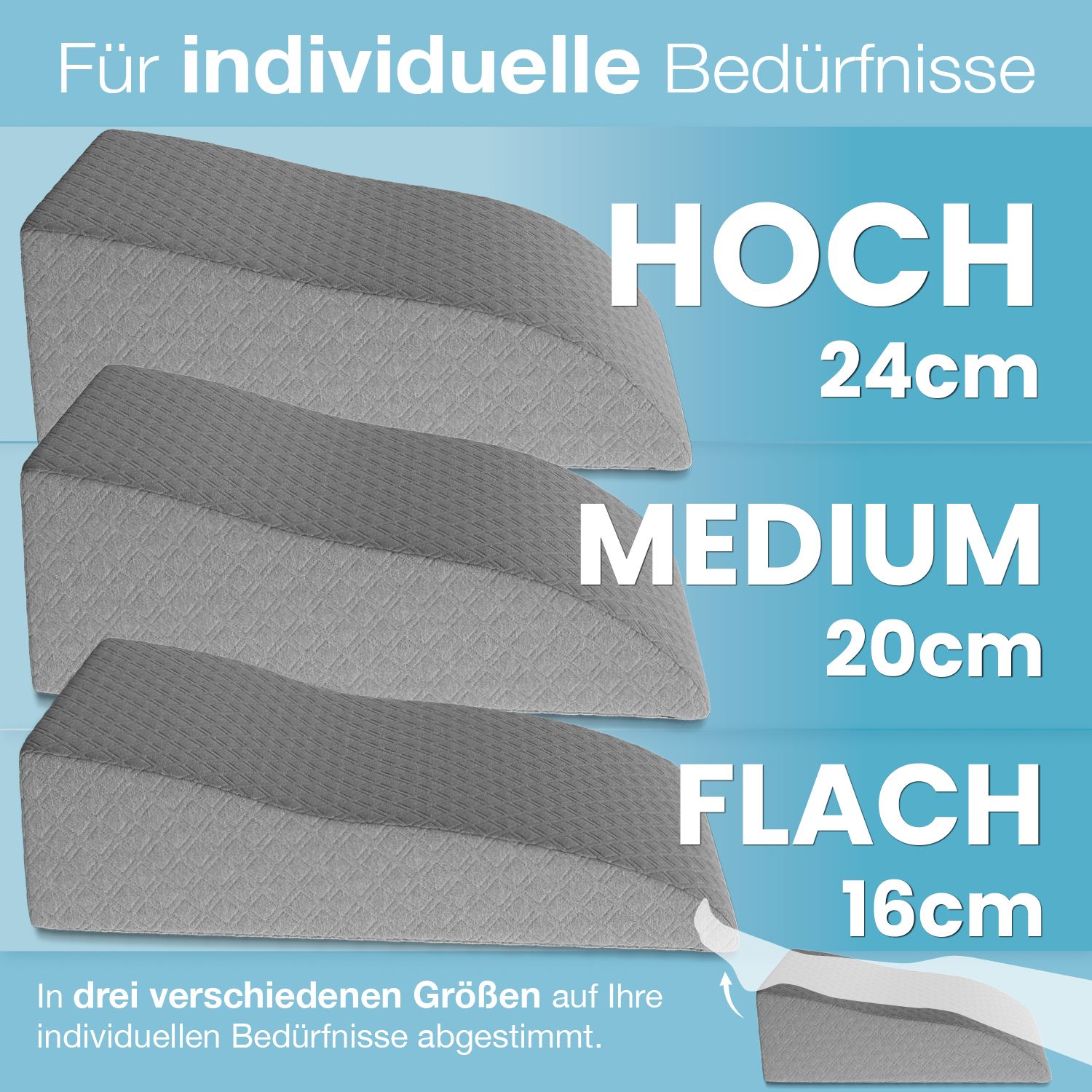 Bestschlaf Bein-Lagerungskissen »Visko«, medium, 65x40x20cm, grau