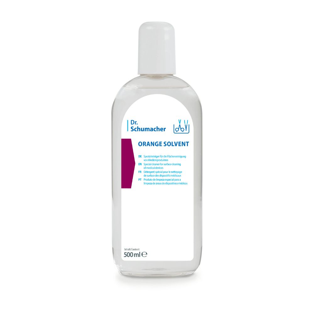 Transparente Flasche mit weißem Deckel. Etikett mit Produktnamen und Logo. Volumenangabe: 500ml.