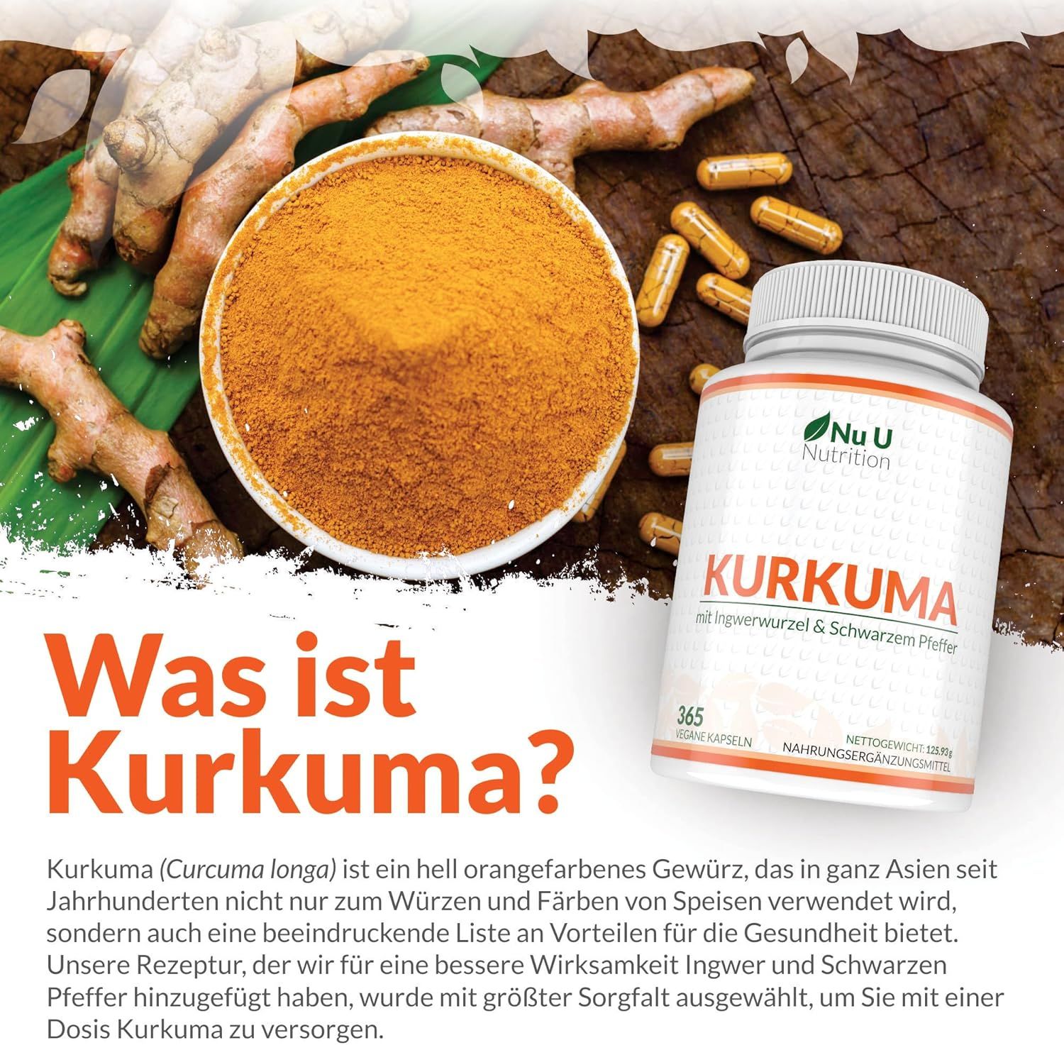 Nu U Nutrition Kurkuma Kapseln Curcuma
