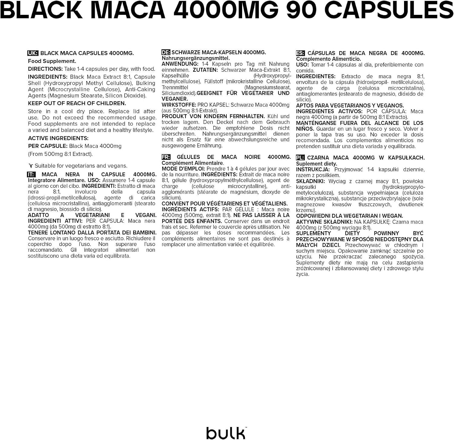 Schwarze Maca Kapseln 4000mg, 90 Stück.