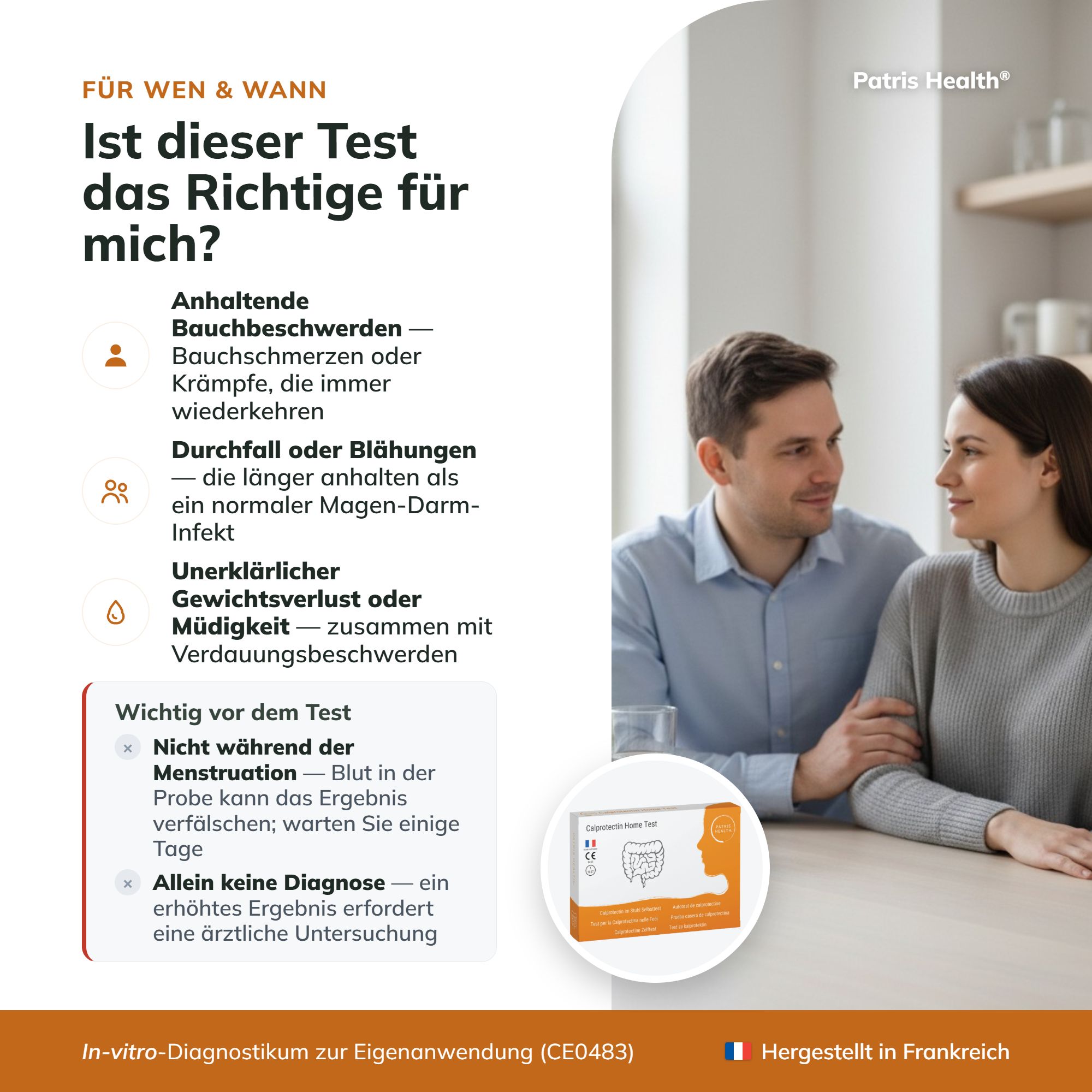 Das Patris-Health-Versprechen: Ersatz oder Erstattung bei ungültigen Ergebnissen.