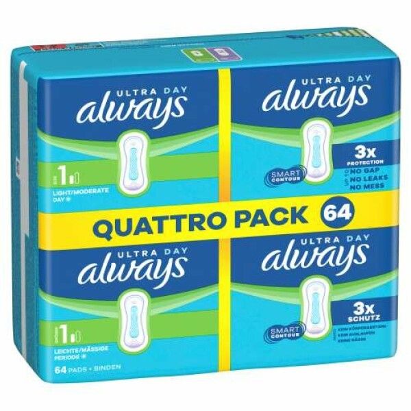 Always Ultra Damenbinden Leichte / Mässige Periode (Größe 1) 64 Stück
